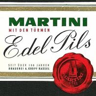 ALT ! Bieretikett "MARTINI Edel Pils" Brauerei A. Kropf Kassel Hessen