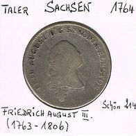 Sachsen Taler 1764 Friedrich August III. (1763-1806) f. ss