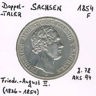 Sachsen Doppeltaler 1854 F König Friedrich-August II. (1836-1854) vz+