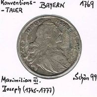 Bayern Konventionstaler 1769 Maximilian III. Joseph (1745-1777) Schön 99