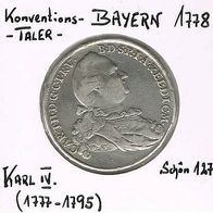 Bayern Konventionstaler 1778 KARL Theodor (1778-1782)