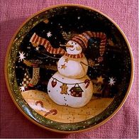 Winter - Teller Porzellan mit süßem fetten Schneemann