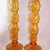 2 Glas Bublle Kerzenhalter / Vassen, 70er Jahre