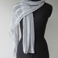 NEU: Schal Stola Tuch Polyester grau 170 x 30 edel Knitter Look luftig