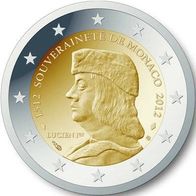 Monaco Offizielle 2 € Gedenkmünze 2012 "500 Jahre Unabhängigkeit" Lucien Grimaldi,