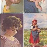 Kinder auf Gemälden farbig 1911 -1914 leicht gebraucht