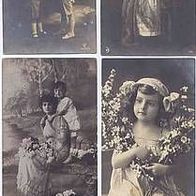 Kinder auf Fotokarten 4 Stück schwarz weiss 1916 -1919 beste Erhaltung