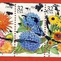 USA 1995 Gartenblumen 3er Striefen Mi.2639 - 2641 gest. Lesen