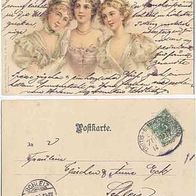 Kunst AK Frauen Litho von 1900 als Lith. Artist Anstalt München ehem. Obpacher