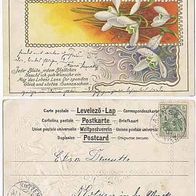 Kunst AK 1905 Jugendstil Litho mit Schneeglöckchen, Spruch Jeder Blüte...