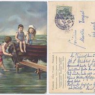 Kinder am Wasser 1907 Künstlerkarte