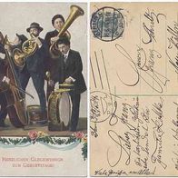 Musikanten Kapelle 1914 als Glückwunschkarte zum Geburtstag