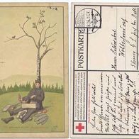 Künstler Postkarte siegniert E M Rotes Kreuz 1916 Ein genussreicher Augenblick