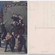 Straßenmusik im Mondschein Humorkarte um 1916 Kapelle