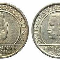 Dt. Reich Silber 5 Reichsmark 1929 D, Hindenburg-Verfassungsschwur