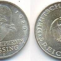 Dt. Reich Silber 3 Reichsmark 1929 D, Lessing (1729-1781