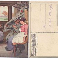 Feldpost Humor 1917 Nr. 11 Die Spionageabwehr Künstler- Postkartenreihe