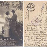 Feldpost Fotokarte 1916 Nr.584/ 3 Still ruht der See. Vom Himmesdome die Sterne