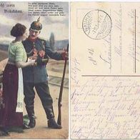 Feldpost 1914 Nr.2119/ 6 Leb wohl mein Bräutchen. Du alter deutscher Rhein