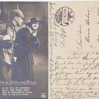 Feldpost Fotokarte 1916 Nr. K 292 Eins in Liebe und Treue, In der Treu sich wiederfin