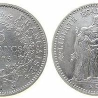 Frankreich 5 Francs 1875 A, Herkules