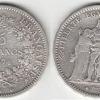 Frankreich 5 Francs 1874 A Herkules