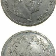 Frankreich 5 Francs 1837W König Louis Philipp (1830-1848)