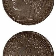 Frankreich Silber 5 Francs 1851A belorbeerte CERES n.l.