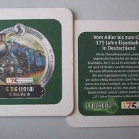 1 Bierdeckel: Historische Lokomotiven, Brauerei Lederer Nürnberg, S3/6 1918