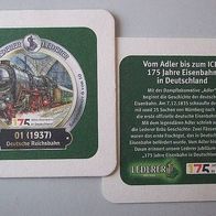 1 Bierdeckel: Historische Lokomotiven, Brauerei Lederer Nürnberg, 01 1937