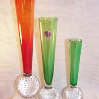 3 Skandinavische Handcraft Glas-Vasen, 60er J.