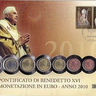 Vatikan Numisbrief 2010 Kursmünzen-Set stgl. mit Briefmarken Papst Benedikt XVI.