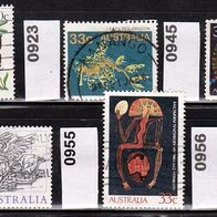 Australien Mi. Nr. 843 + 923 + 945 + 947 + 955 + 956 o <