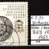 BRD / Bund 1990 800 Jahre Deutscher Orden MiNr. 1451 gestempelt -2-
