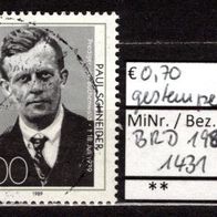 BRD / Bund 1989 50. Todestag von Paul Schneider MiNr. 1431 gestempelt -2-