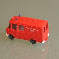 MB 406 Feuerwehr RTW h. rot Werbe Roter Hahn 1980 Wiking