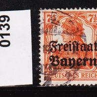 Altdeutschland-Bayern Mi. Nr. 139 Dt. Reich-Marke mit schwarzem Aufdruck o <
