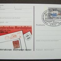 Bund Ganzsache PSo 16 Briefmarken Messe Essen 88 SST Marshallplan ungelaufen