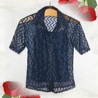 Festliche Edle Spitzen-Bluse mit passendem Top Gr. 164 / 36 dunkelblau ungetragen