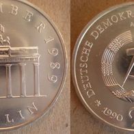 20 Mark DDR Silbergedenkmünze Brandenburger Tor 1990