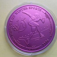 Olympia 2006 Niob - Liberia 5 Dollar Münze Eisschnellauf Modernste Münze der Welt