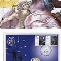 Vatikan amtl. Numisbrief 2009 mit Briefmarken Benedikt XVI. und 2 € stgl. Astronomie