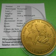 Olympia 2004 Niob - Liberia 5 Dollar Münze Weitspringer modernste Münze der Welt