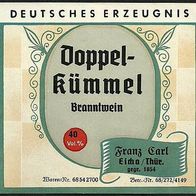 ALT ! DDR Spirituosen-Etikett "Doppel-Kümmel" : Fa. Franz Carl Eicha Thüringen