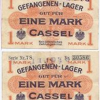 Cassel Kriegsgefangenenlager 1 Mark Serie 78 Nummer 30586, ungültig gestempelt,