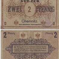 Chemnitz Kriegsgefangenenlager 2 Pfennig mit Stempel, gebrauchte Erhaltung