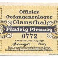 Clausthal Kriegsgefangenenlager 50 Pfennig vom Dez. 1917, mit Seriennummer 0772