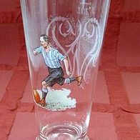 schönes altes Glas / Bierglas Fußball ca.30er J. * 5/20 L mit Monogramm W