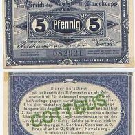 Cottbus Kriegsgefangenenlager 5 Pfennige vom 1.10.1917