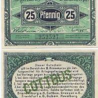 Cottbus Kriegsgefangenenlager 25 Pfennig vom 1.10.1917